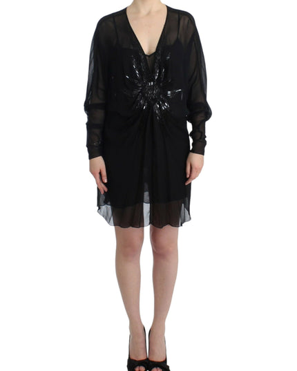 Cavalli Black long sleeve silk dress
