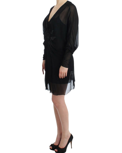 Cavalli Black long sleeve silk dress