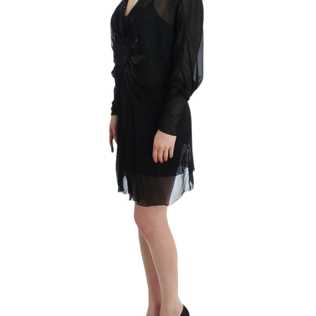 Cavalli Black long sleeve silk dress