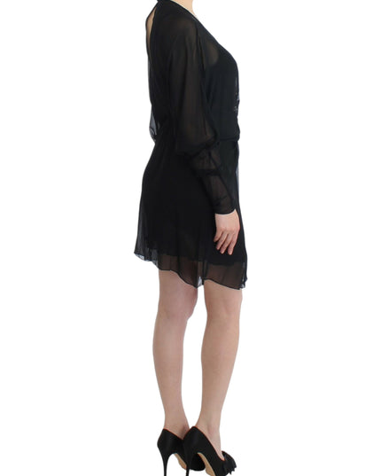 Cavalli Black long sleeve silk dress