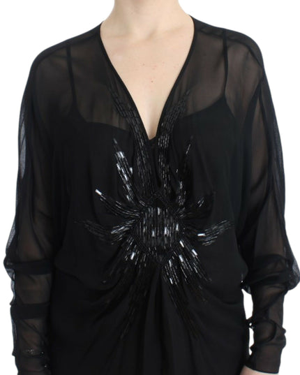 Cavalli Black long sleeve silk dress