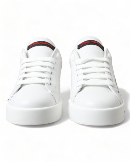 Dolce & Gabbana White Red Lace Up Womens Low Top Sneakers Shoes