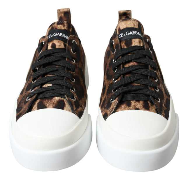Dolce & Gabbana Brown Leopard Canvas Sneakers Shoes