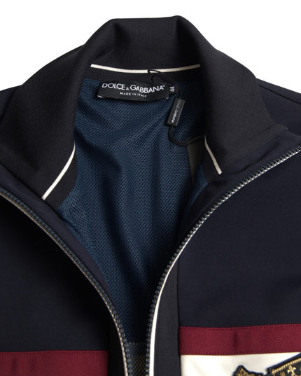 Dolce & Gabbana Blue Cardigan Heraldic Full Zip Sweater