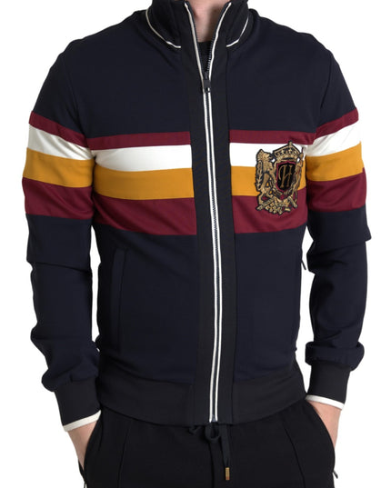 Dolce & Gabbana Blue Cardigan Heraldic Full Zip Sweater