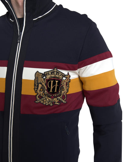 Dolce & Gabbana Blue Cardigan Heraldic Full Zip Sweater
