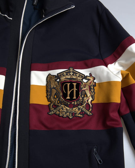 Dolce & Gabbana Blue Cardigan Heraldic Full Zip Sweater