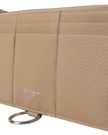 Dolce & Gabbana Beige Leather Shoulder Cardholder Shoulder Strap Wallet