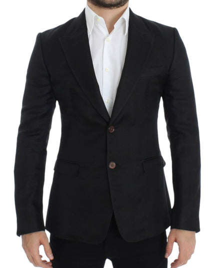 Dolce & Gabbana Black silk slim fit blazer