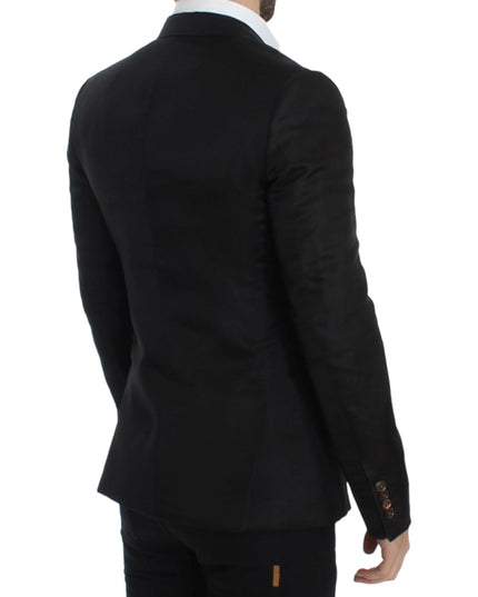 Dolce & Gabbana Black silk slim fit blazer