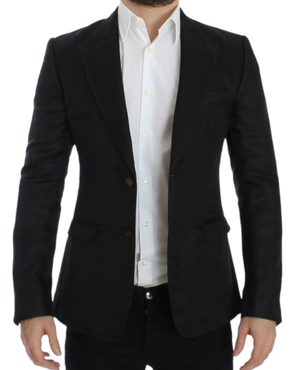 Dolce & Gabbana Black silk slim fit blazer