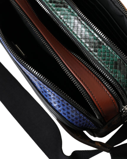 Dolce & Gabbana Black Exotic Leather Logo Belt Waist Fanny Pack Bag