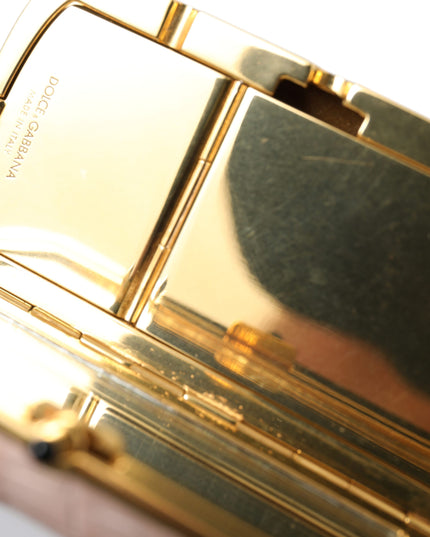 Dolce & Gabbana Pink Exotic Leather Mini Mirror Tassel Makeup Bag