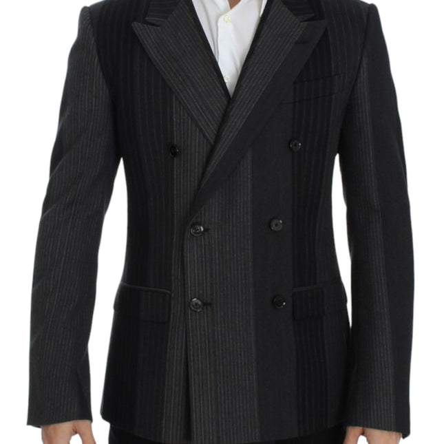 Dolce & Gabbana Gray striped wool stretch blazer