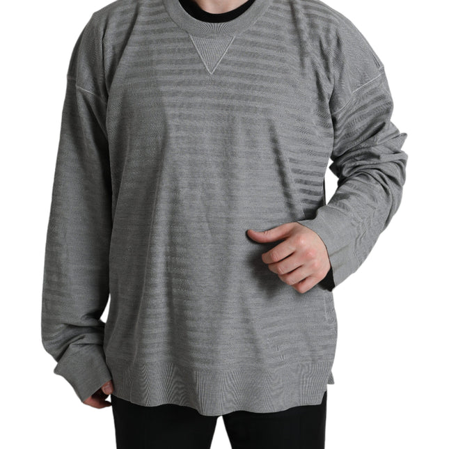 Dolce & Gabbana Gray Crewneck Pullover Silk Top Sweater