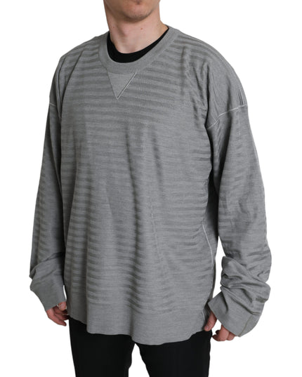Dolce & Gabbana Gray Crewneck Pullover Silk Top Sweater