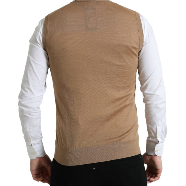 Dolce & Gabbana Brown Wool Sleeveless Pullover Sweater