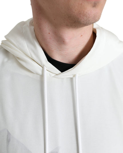 Dolce & Gabbana White Floral Print Hooded Pullover Sweater