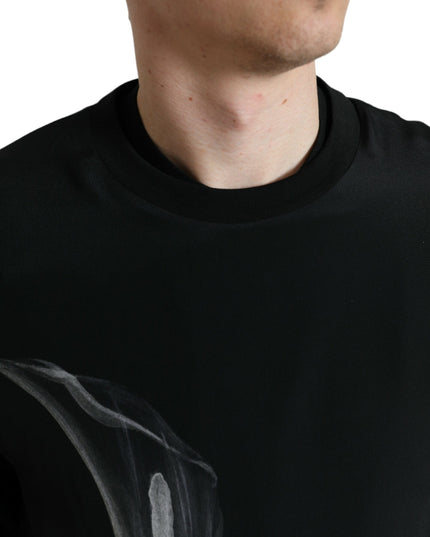 Dolce & Gabbana Black Floral Print Crewneck Pullover Sweater