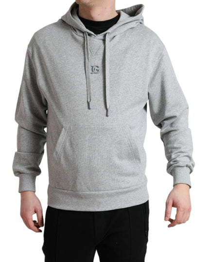 Dolce & Gabbana Gray Cotton Logo Hooded Sweatshirt Sweater