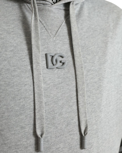 Dolce & Gabbana Gray Cotton Logo Hooded Sweatshirt Sweater