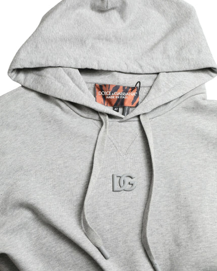 Dolce & Gabbana Gray Cotton Logo Hooded Sweatshirt Sweater