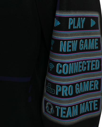 Dolce & Gabbana Black Logo Print Hooded Sweatshirt Sweater