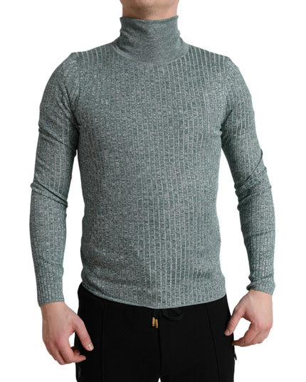 Dolce & Gabbana Green Polyester Turtleneck Pullover Sweater