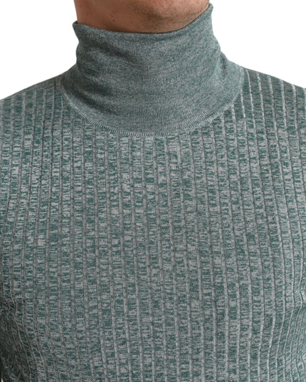 Dolce & Gabbana Green Polyester Turtleneck Pullover Sweater