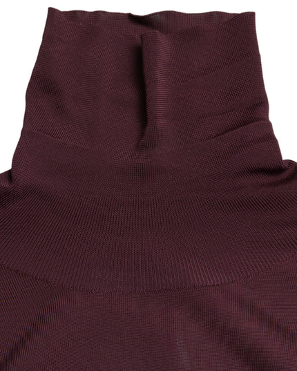 Dolce & Gabbana Maroon Viscose Turtleneck Pullover Sweater