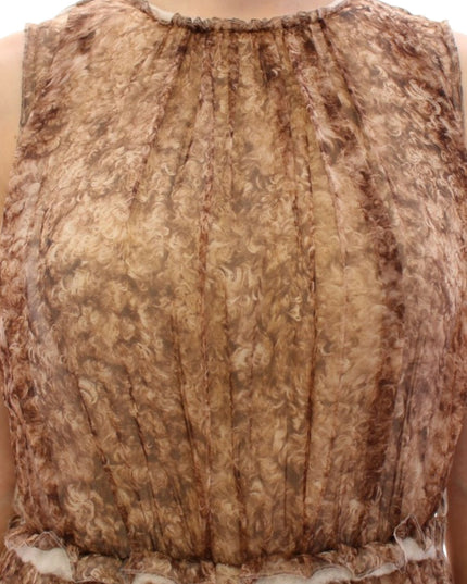 Dolce & Gabbana Brown sleeveless silk dress
