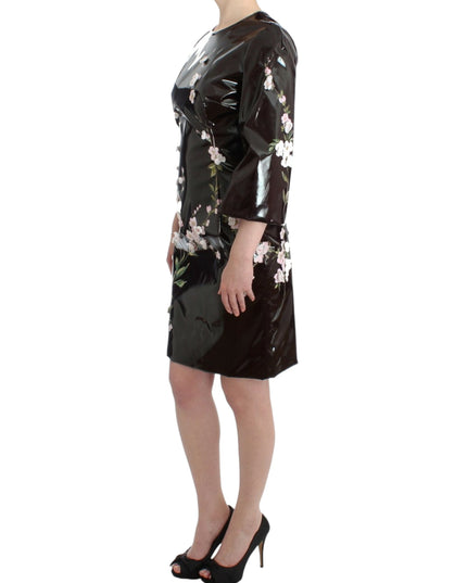 Dolce & Gabbana Black patent floral HANDPAINTED dress