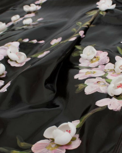 Dolce & Gabbana Black patent floral HANDPAINTED dress