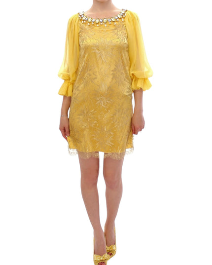 Dolce & Gabbana Yellow lace crystal mini dress