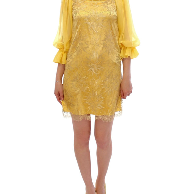 Dolce & Gabbana Yellow lace crystal mini dress