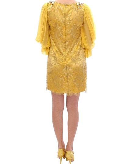 Dolce & Gabbana Yellow lace crystal mini dress