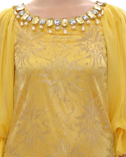 Dolce & Gabbana Yellow lace crystal mini dress