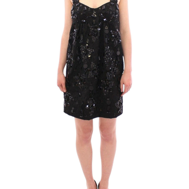 Dolce & Gabbana Black floral crystal embedded dress