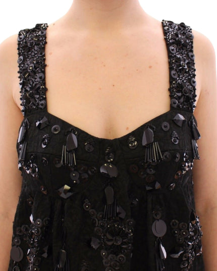 Dolce & Gabbana Black floral crystal embedded dress