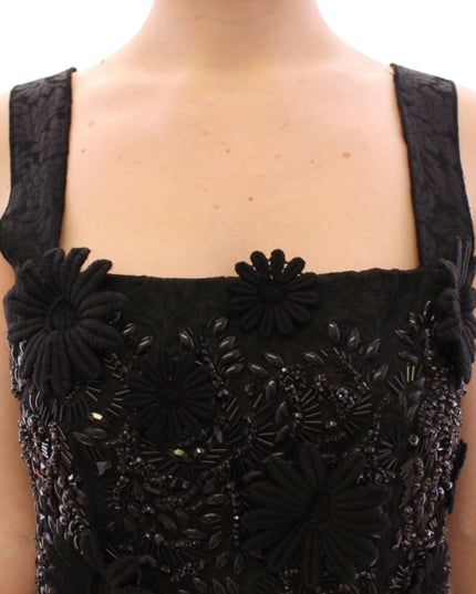 Dolce & Gabbana Black floral crystal embedded dress