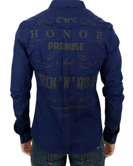 Costume National Blue checkered cotton shirt