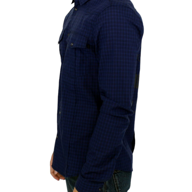 Costume National Blue checkered cotton shirt