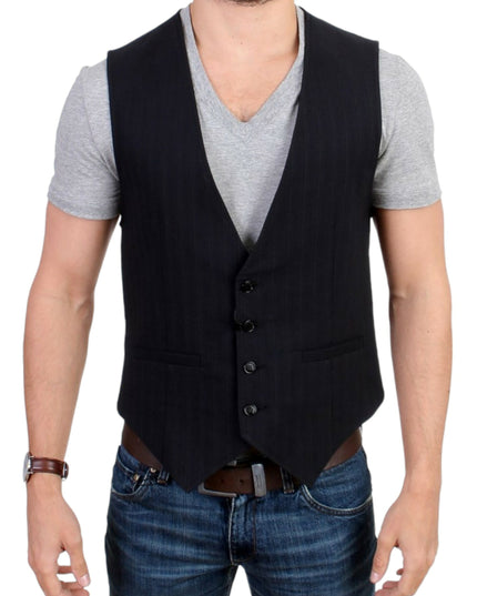 Costume National Black striped cotton casual vest