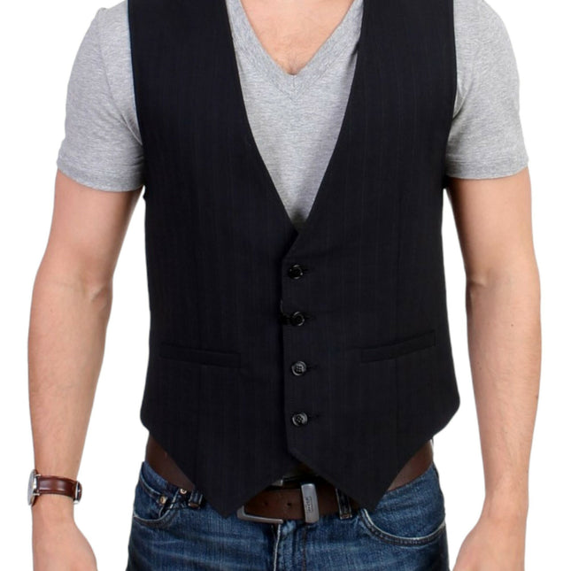 Costume National Black striped cotton casual vest