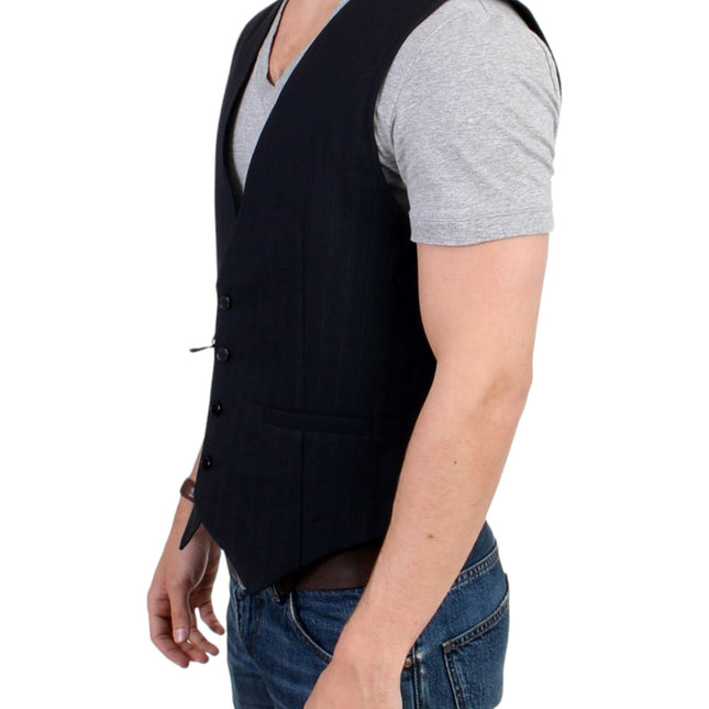 Costume National Black striped cotton casual vest