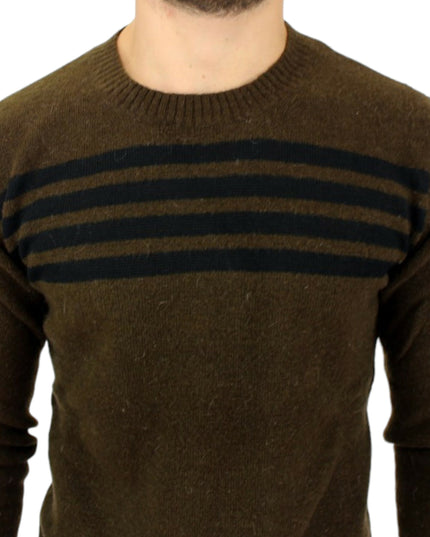 Costume National Brown striped crewneck sweater