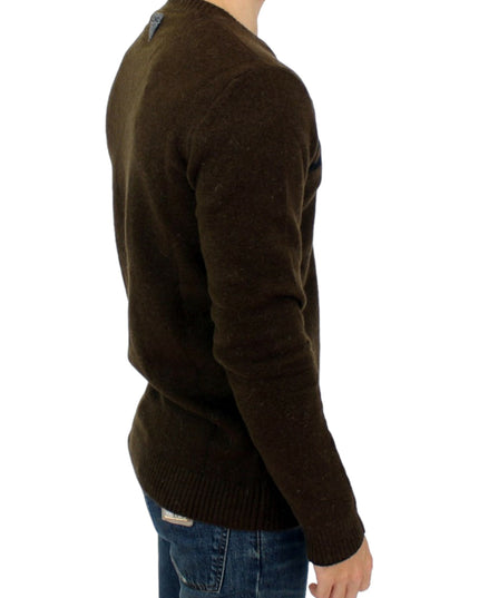 Costume National Brown striped crewneck sweater