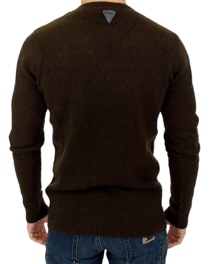 Costume National Brown striped crewneck sweater