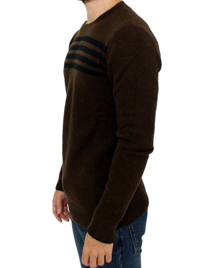 Costume National Brown striped crewneck sweater
