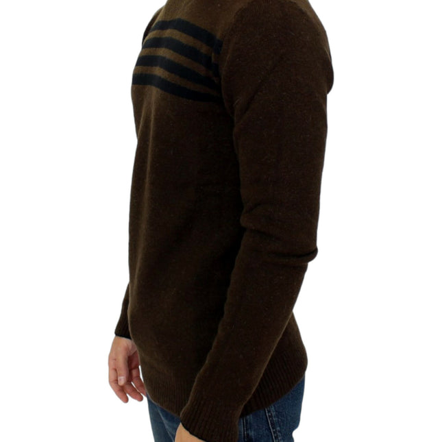 Costume National Brown striped crewneck sweater